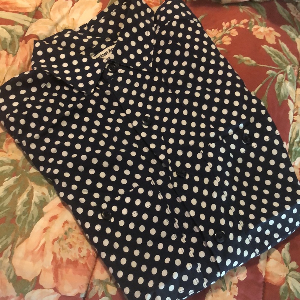 VINTAGE Y2K AMERICAN APPAREL Size XS Polka Dot Button-Down Blouse USA Made NEW